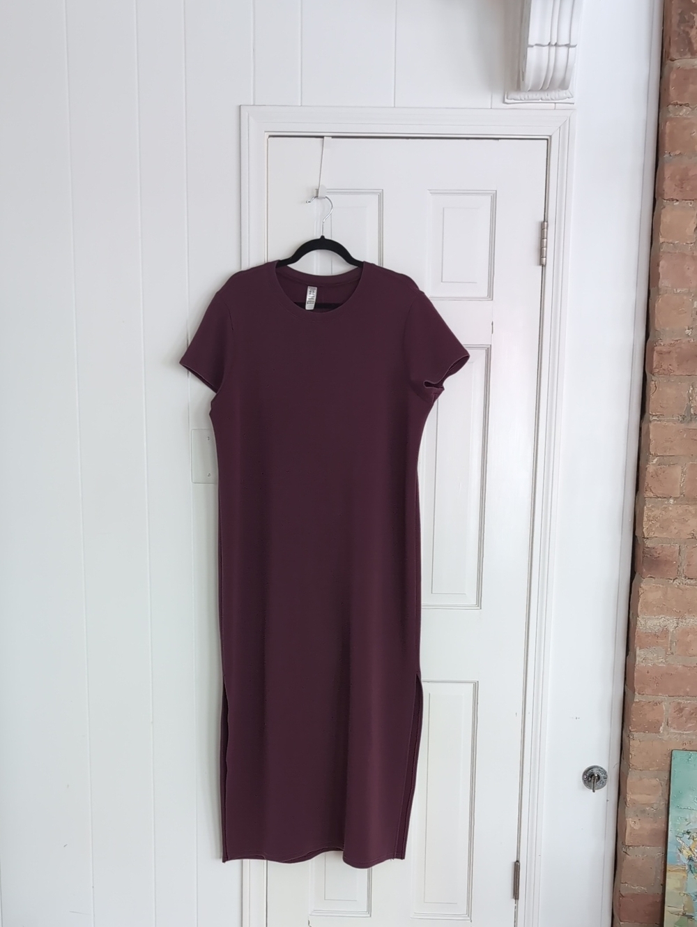 SPANX Short Sleeve Crewneck Midi Dress - Plum